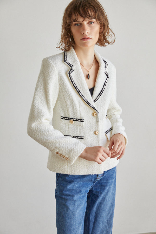 Joelle Tweed Blazer <br> -WHT-