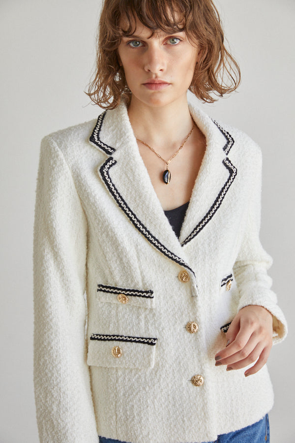 Joelle Tweed Blazer <br> -WHT-