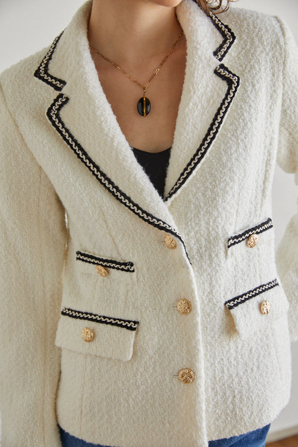 Joelle Tweed Blazer <br> -WHT-