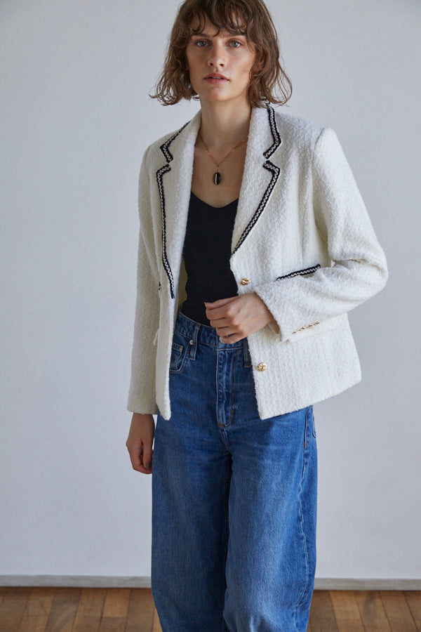 Joelle Tweed Blazer <br> -WHT-