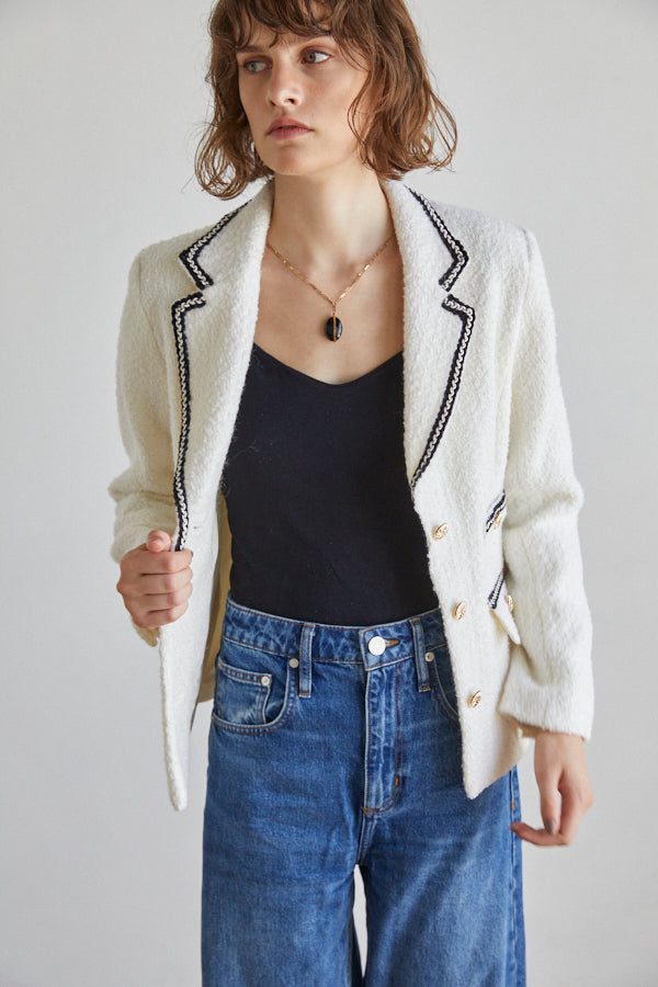 Joelle Tweed Blazer <br> -WHT-