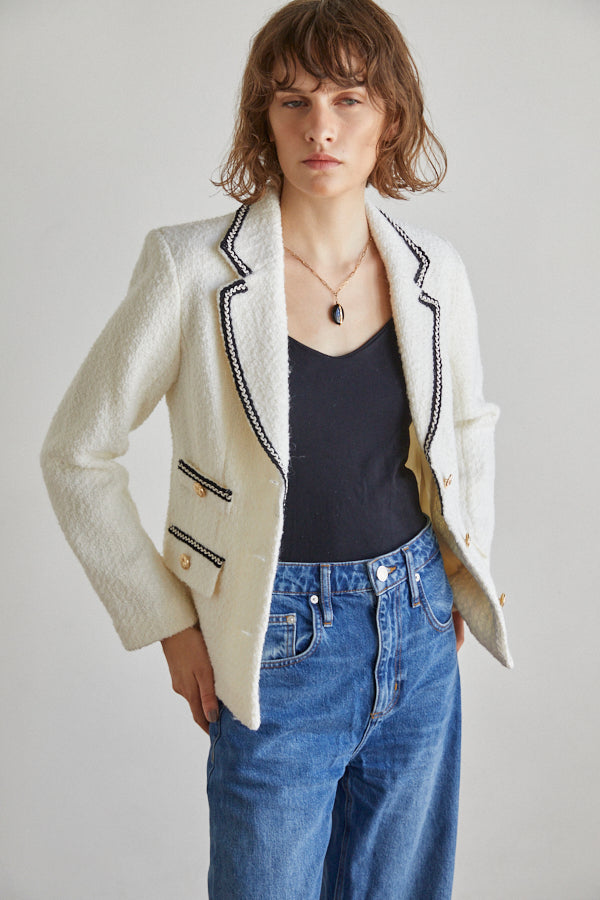 Joelle Tweed Blazer <br> -WHT-