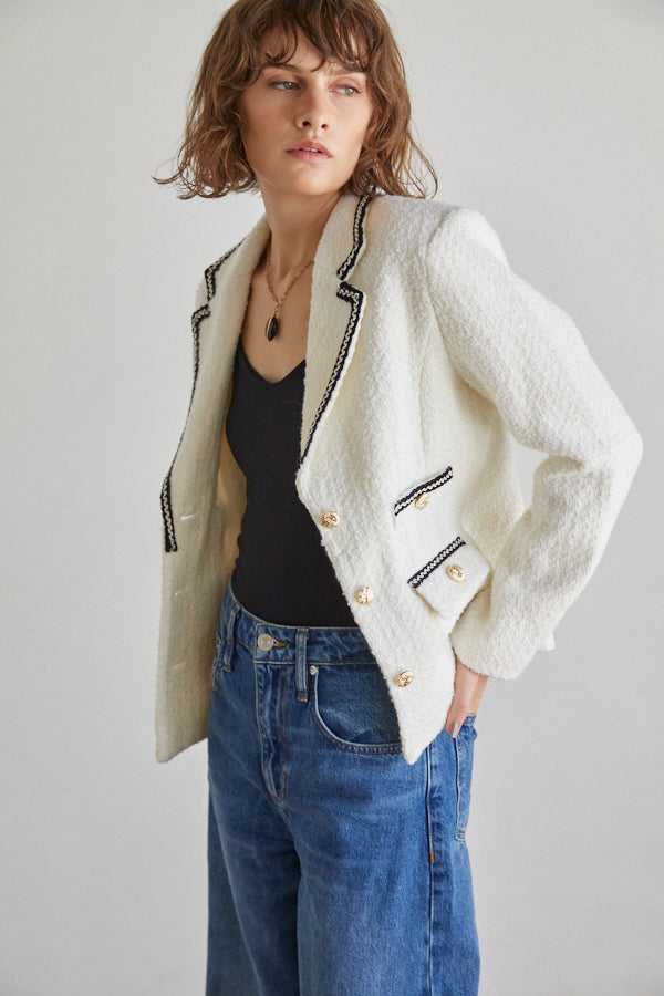 Joelle Tweed Blazer <br> -WHT-