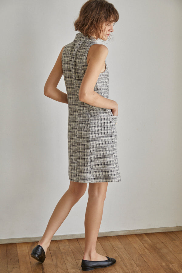 Georgia Tweed Dress -WHT-