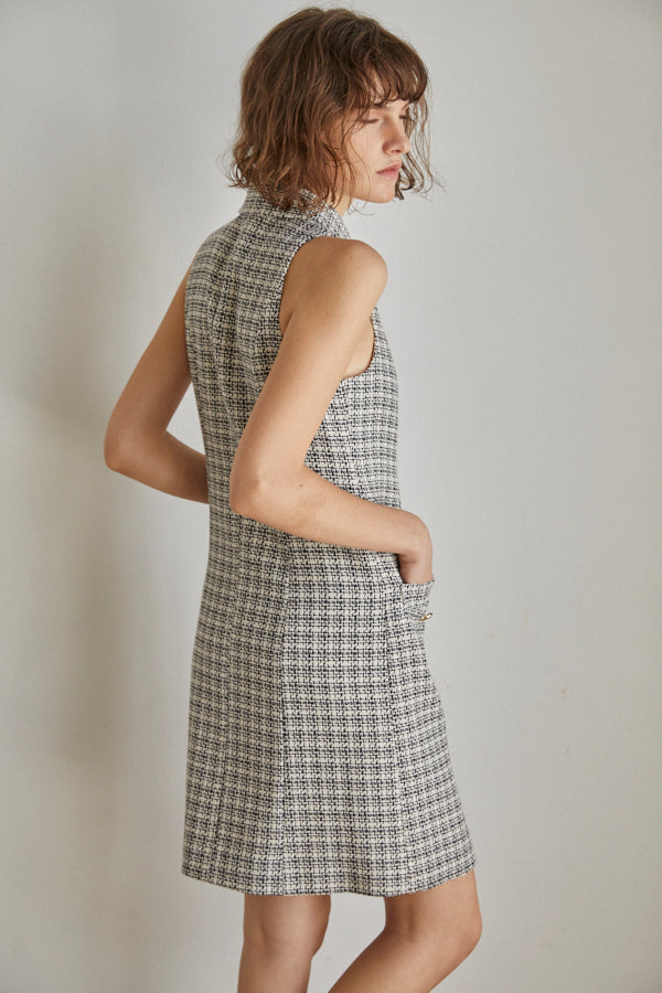 Georgia Tweed Dress -WHT-