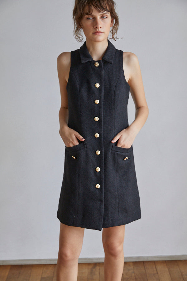 Georgia Tweed Dress -BLK-