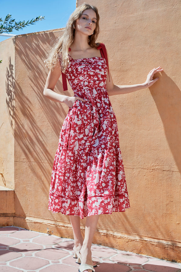 Sandra Floral-print long dress  <br>-RED x off.pt-