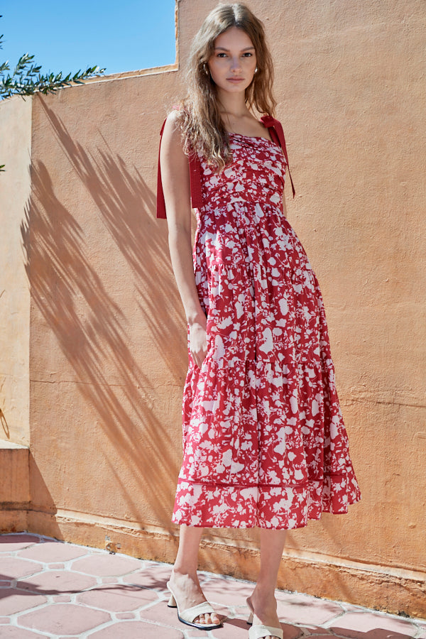 Sandra Floral-print long dress  <br>-RED x off.pt-