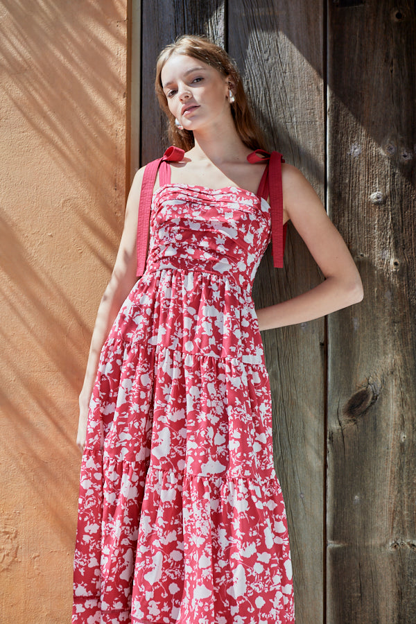 Sandra Floral-print long dress  <br>-RED x off.pt-