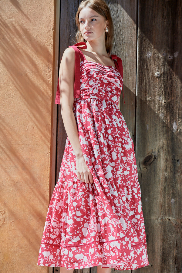 Sandra Floral-print long dress  <br>-RED x off.pt-