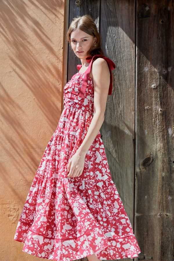 Sandra Floral-print long dress  <br>-RED x off.pt-