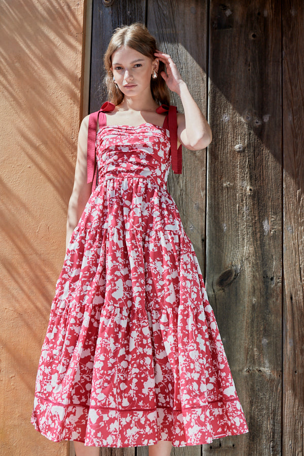 Sandra Floral-print long dress  <br>-RED x off.pt-