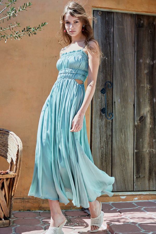 Julia Satin Long Dress <br> -Mint-