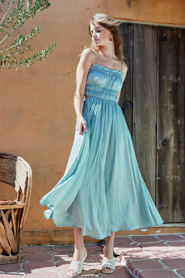 Julia Satin Long Dress <br> -Mint-