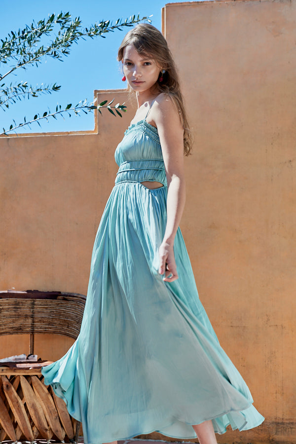 Julia Satin Long Dress <br> -Mint-