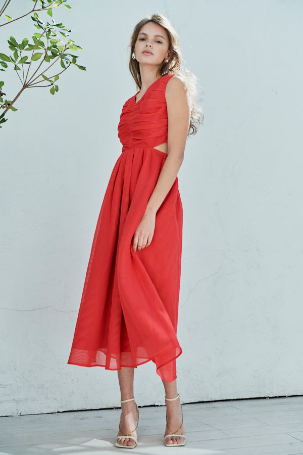 Cello Cut-our Dress <br> -Red-