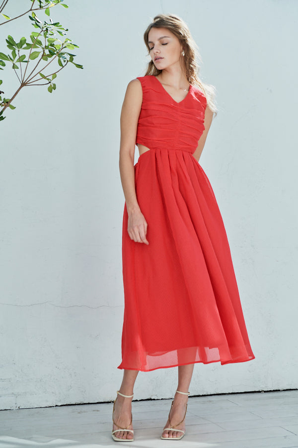 Cello Cut-our Dress <br> -Red-