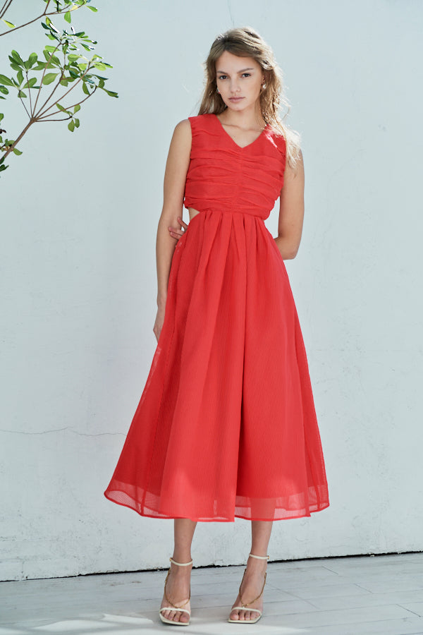 Cello Cut-our Dress <br> -Red-