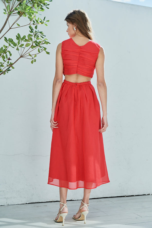 Cello Cut-our Dress <br> -Red-