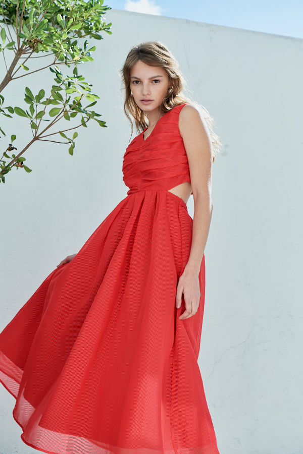 Cello Cut-our Dress <br> -Red-