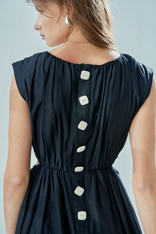 Ravello Silk Long Dress <br> -BLK-