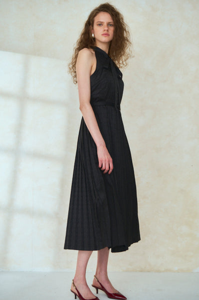 Rodin Satin Dress <br>-BLK-