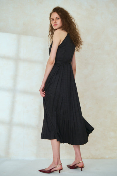 Rodin Satin Dress <br>-BLK-