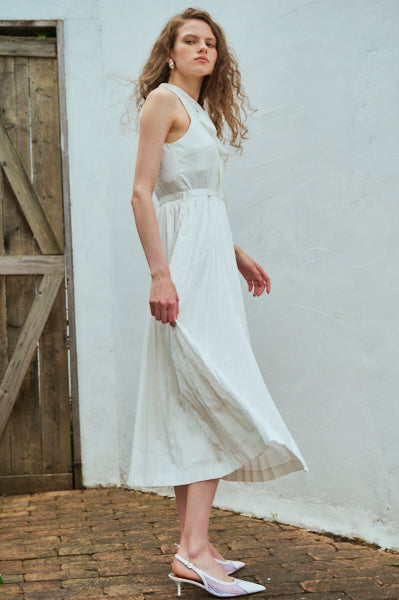 Rodin Satin Dress <br>-WHT-