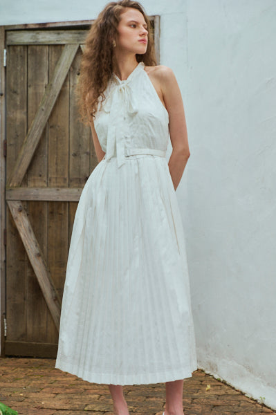 Rodin Satin Dress <br>-WHT-