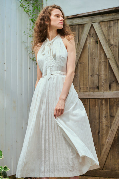 Rodin Satin Dress <br>-WHT-