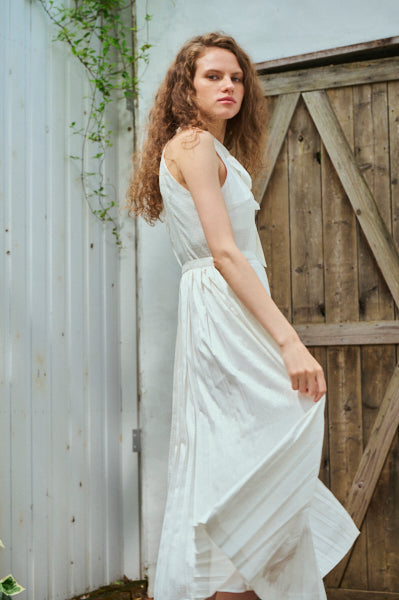 Rodin Satin Dress <br>-WHT-