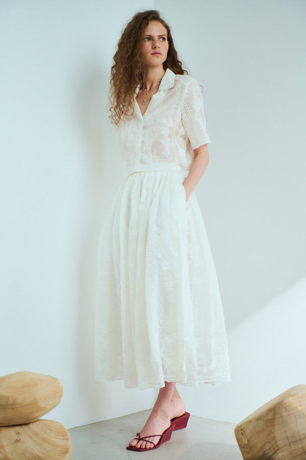 Audrey Lace Skirt <br>-WHT-