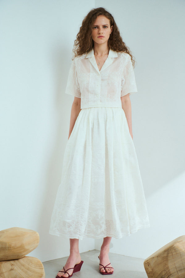 Audrey Lace Skirt <br>-WHT-