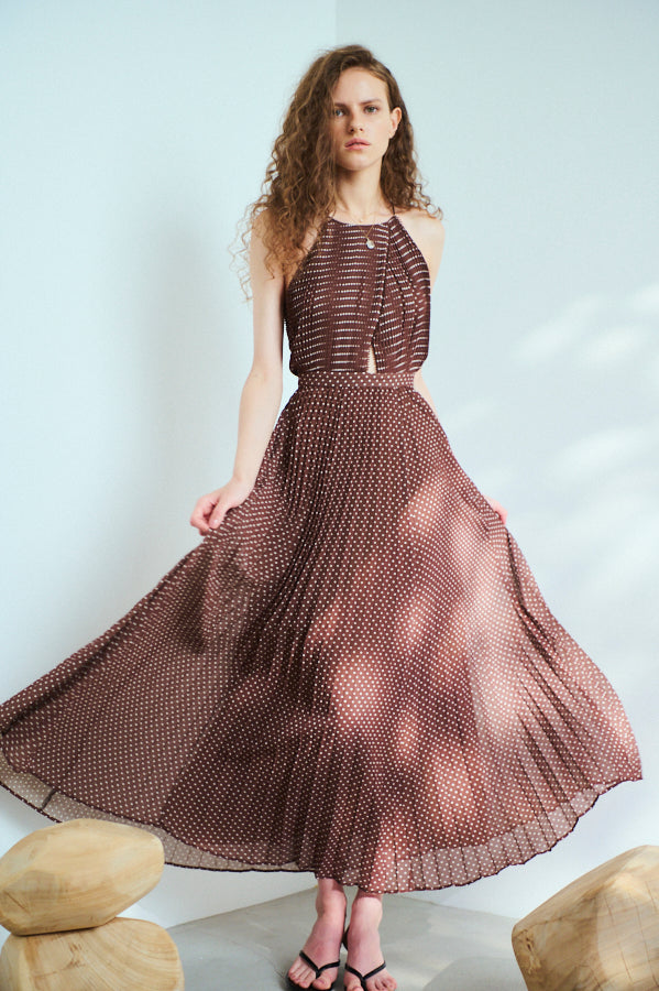 Jenna Pleated Long Dress   <br> -BRW.dot-