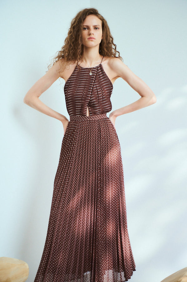 Jenna Pleated Long Dress   <br> -BRW.dot-