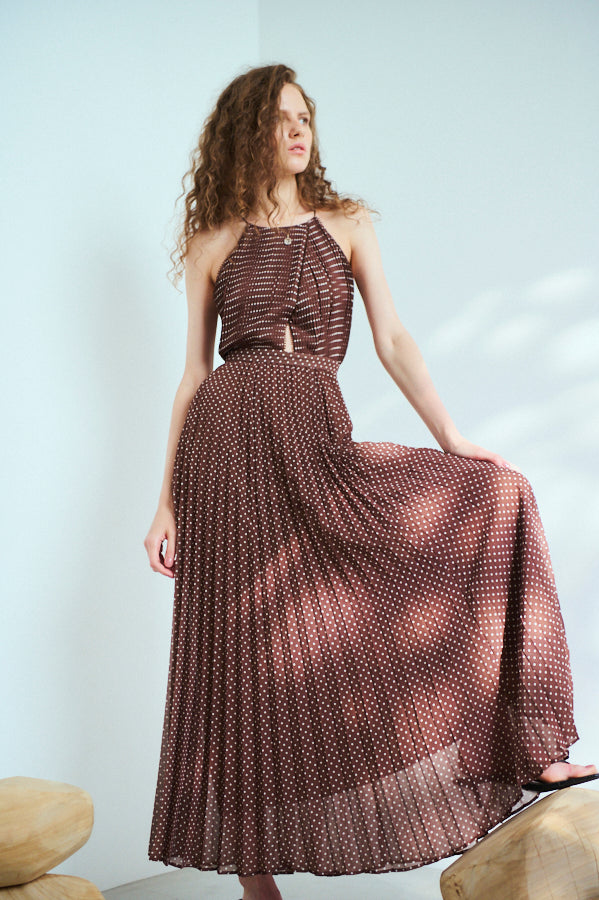 Jenna Pleated Long Dress   <br> -BRW.dot-