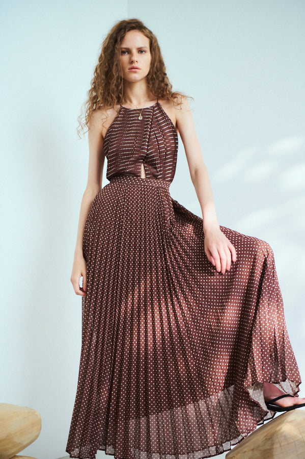 Jenna Pleated Long Dress   <br> -BRW.dot-
