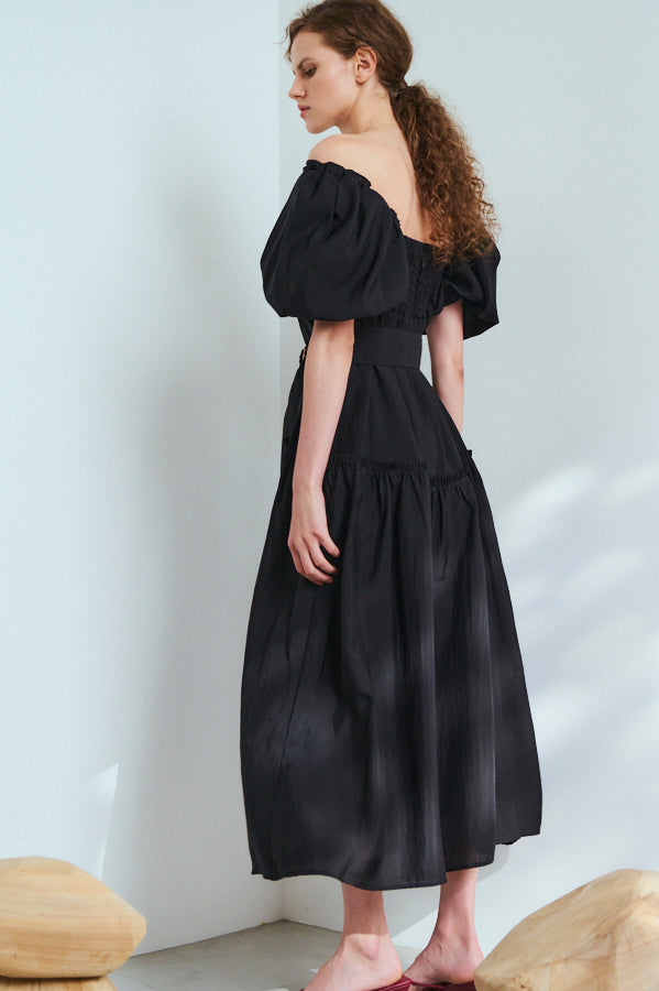 Memories Long Dress <br> -BLK-