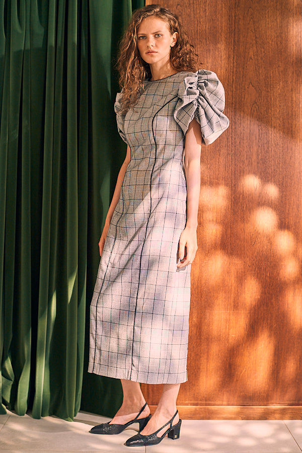 Aria Midi Dress <br> -Glen check-