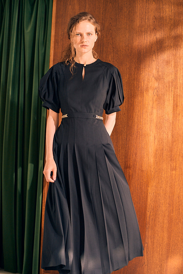 Adonna Pleated Dress <br>-BLK-