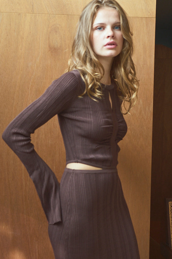 Alessia Knit Dress <br>-Coffee-