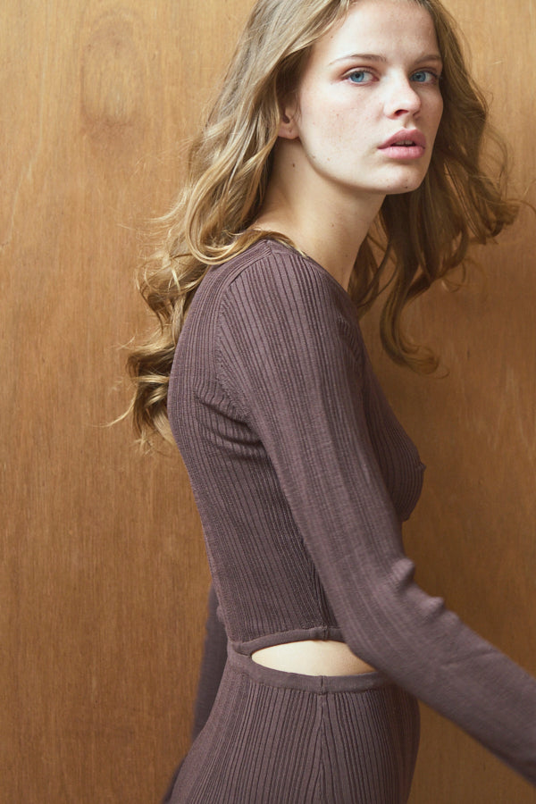 Alessia Knit Dress <br>-Coffee-