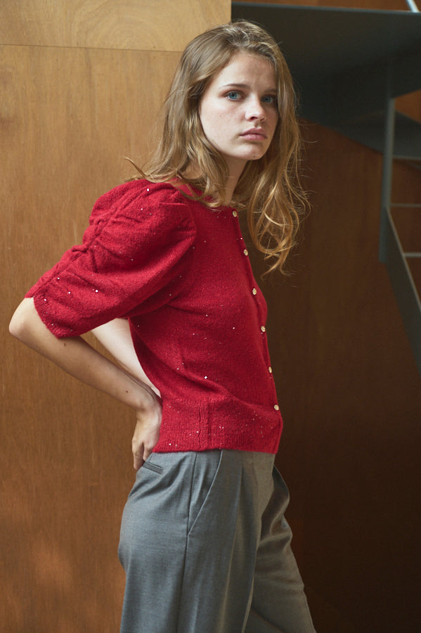 Mira Knit Cardigan <br>-RED-