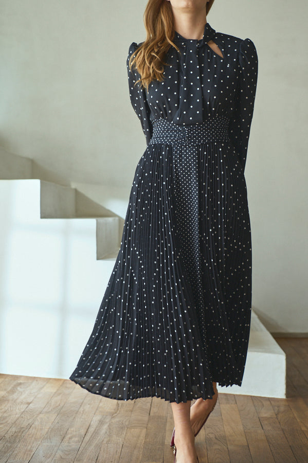 Abby Polka-Dot Dress  <br> -BLK-