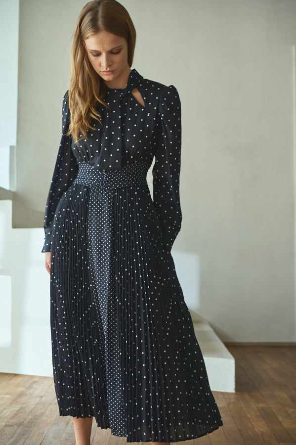 Abby Polka-Dot Dress  <br> -BLK-