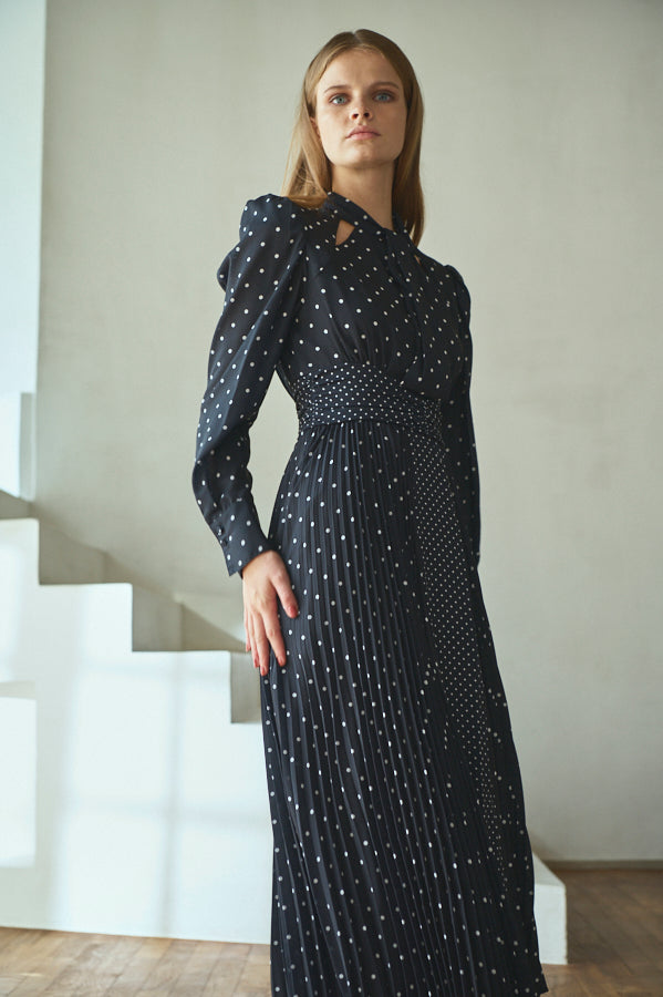 Abby Polka-Dot Dress  <br> -BLK-