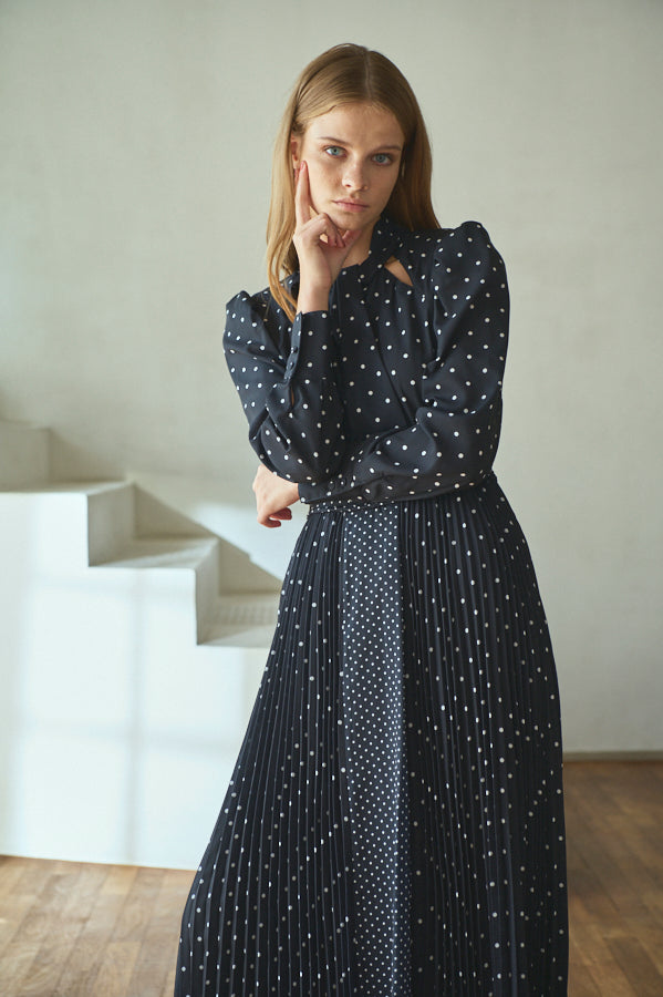 Abby Polka-Dot Dress  <br> -BLK-