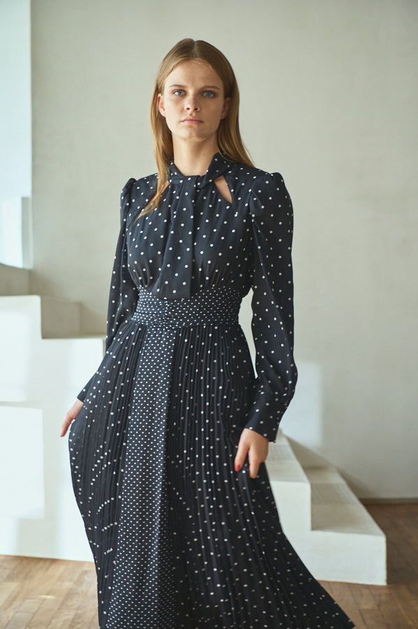 Abby Polka-Dot Dress  <br> -BLK-