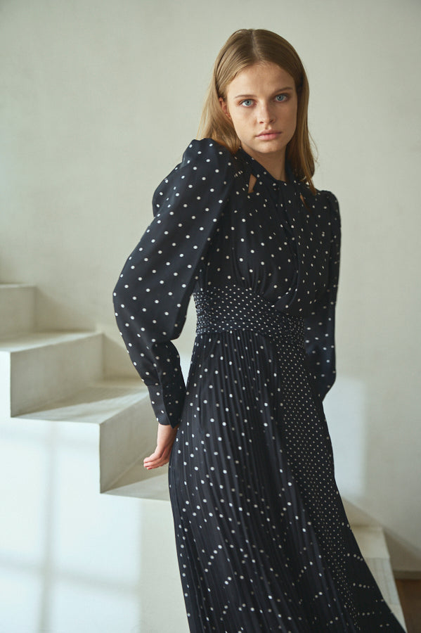 Abby Polka-Dot Dress  <br> -BLK-