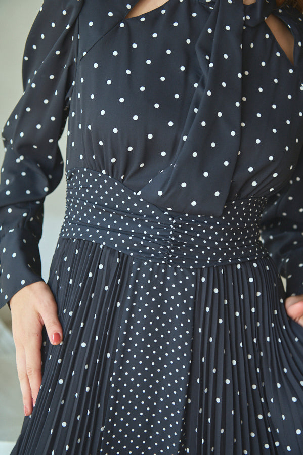 Abby Polka-Dot Dress  <br> -BLK-